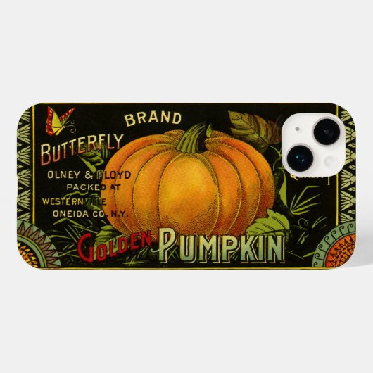 ヴィンテージ缶ラベル芸術、蝶カボチャ野菜 Case-Mate iPhoneケース (裏面 (横))