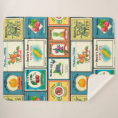 ヴィンテージ缶詰の商品 – フルーツのラベル シェルパブランケット (正面(横))