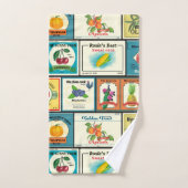 ヴィンテージ缶詰の商品 – フルーツのラベル バスタオルセット (ハンドタオル)