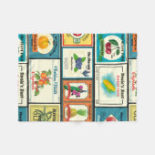 ヴィンテージ缶詰の商品 – フルーツのラベル フリースブランケット (正面(横))