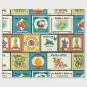 ヴィンテージ缶詰の商品 – フルーツのラベル ラッピングペーパー (フラット)