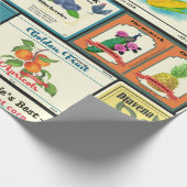 ヴィンテージ缶詰の商品 – フルーツのラベル ラッピングペーパー (角)