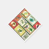 ヴィンテージ缶詰の野菜ラベル スタンダードカクテルナプキン (角)