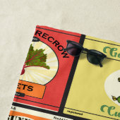 ヴィンテージ缶詰の野菜ラベル ビーチタオル (インサイチュ)