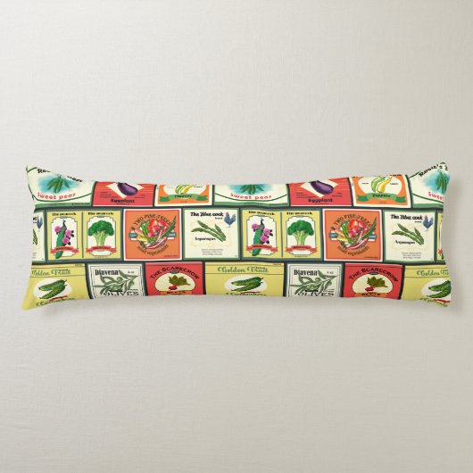 ヴィンテージ缶詰の野菜ラベル ボディピロー (正面)