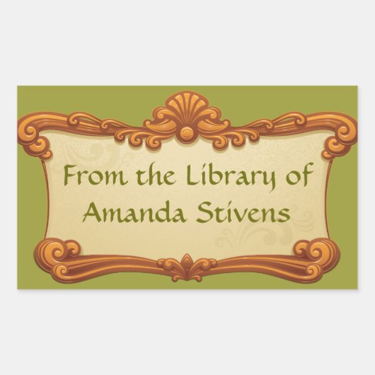 ヴィンテージ署名ライブラリシール 長方形シール (正面)