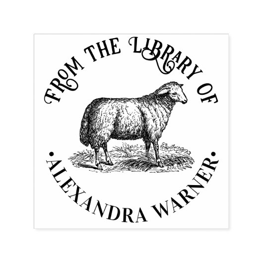 ヴィンテージ羊エウファーム動物図書名 セルフインキングスタンプ (デザイン)