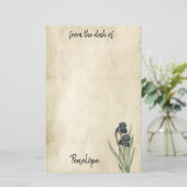 ヴィンテージ羊皮紙の植物の虹彩名 便箋 (スタンド正面)