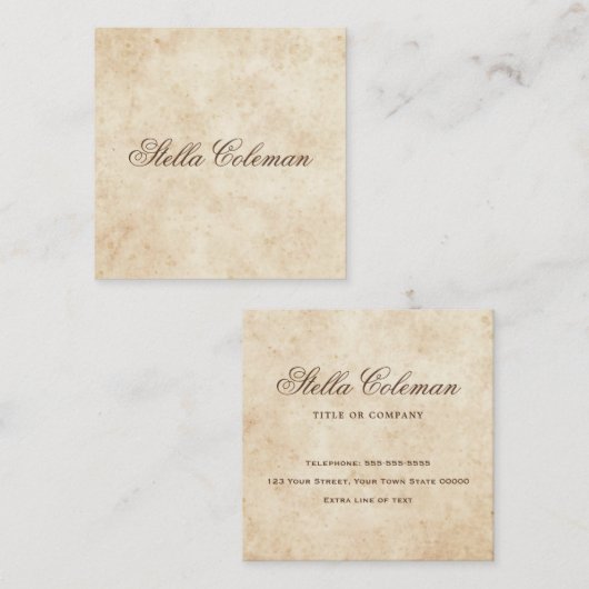 ヴィンテージ羊皮紙アンティーク老人紙田舎 スクエア名刺 (正面/裏面)