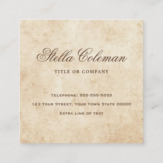 ヴィンテージ羊皮紙アンティーク老人紙田舎 スクエア名刺 (裏面)