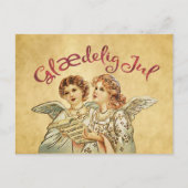 ヴィンテージ羊皮紙クリスマスデンマークの挨拶 シーズンポストカード (正面)