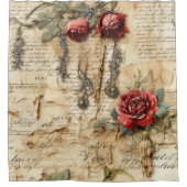 ヴィンテージ羊皮紙ラブレター(4) シャワーカーテン (正面)