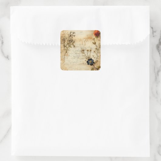 ヴィンテージ羊皮紙ラブレター(5) スクエアシール (バッグ)