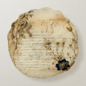 ヴィンテージ羊皮紙ラブレター(5) ラウンドクッション (裏面)