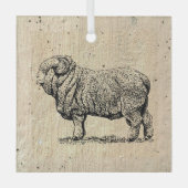 ヴィンテージ羊 ガラスオーナメント (正面)