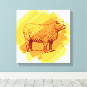 ヴィンテージ羊 キャンバスプリント (インサイチュ (ウッドフロア))