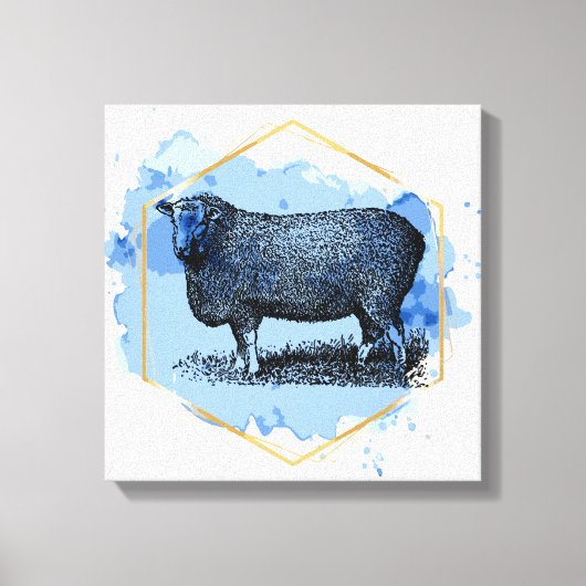 ヴィンテージ羊 キャンバスプリント (正面)