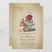 ヴィンテージ美しいとビーストフェアユタレ魔法バラ 招待状 (正面/裏面)