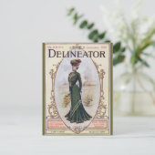 ヴィンテージ美しいのグリーンドレスポストカード ポストカード (スタンド正面)