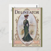 ヴィンテージ美しいのグリーンドレスポストカード ポストカード (正面/裏面)