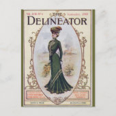 ヴィンテージ美しいのグリーンドレスポストカード ポストカード (正面)