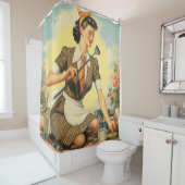 ヴィンテージ美しいのピンアップ シャワーカーテン (インサイチュ)