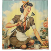 ヴィンテージ美しいのピンアップ シャワーカーテン (正面)