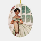 ヴィンテージ美しいアフリカ系アメリカ人女性 セラミックオーナメント (正面)