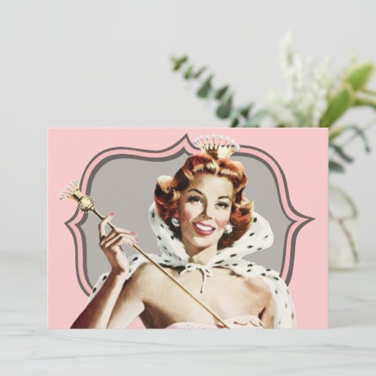 ヴィンテージ美しいクイーン誕生日 招待状 (スタンド正面)