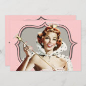 ヴィンテージ美しいクイーン誕生日 招待状 (正面/裏面)