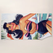 ヴィンテージ美しいサマーピンアップ ビーチタオル (正面)