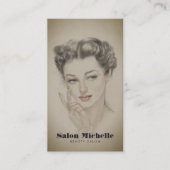 ヴィンテージ美しいサロンエステティシャン 名刺 (正面)