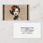 ヴィンテージ美しいサロンヘアスタイリストパーラー化粧品 名刺 (正面/裏面)