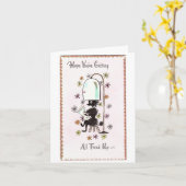 ヴィンテージ美しいショッププードルが上手くいく カード (黄色い花)