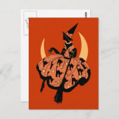 ヴィンテージ美しいシルエットウィッチ ポストカード (正面/裏面)