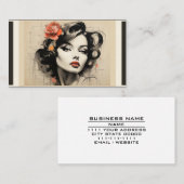 ヴィンテージ美しいパーラーヘアサロンスタイリスト化粧品 名刺 (正面/裏面)