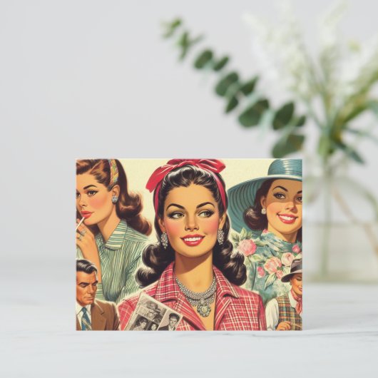 ヴィンテージ美しいファッション ポストカード (スタンド正面)