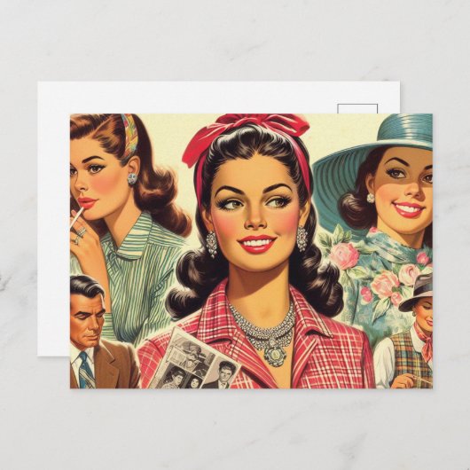 ヴィンテージ美しいファッション ポストカード (正面/裏面)