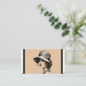 ヴィンテージ美しいヘアスタイリストサロンパーラー化粧品 名刺 (スタンド正面)