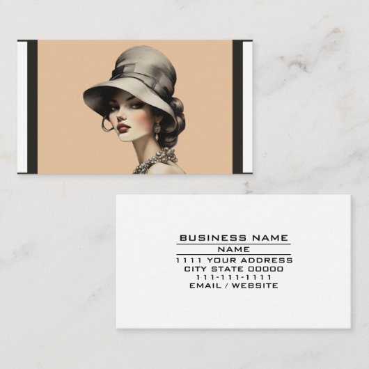 ヴィンテージ美しいヘアスタイリストサロンパーラー化粧品 名刺 (正面/裏面)