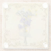 ヴィンテージ美しいベージュのドライフラワーの名前 ガラスコースター (裏面)