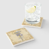 ヴィンテージ美しいベージュのドライフラワーの名前 ストーンコースター (横)