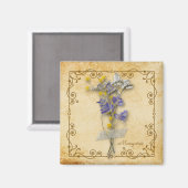 ヴィンテージ美しいベージュのドライフラワーの名前 マグネット (正面/裏面)