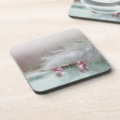 ヴィンテージ美しいボビーピン宝石フェザーティール（緑がかった色）ピンク コースター (左側)