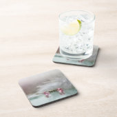 ヴィンテージ美しいボビーピン宝石フェザーティール（緑がかった色）ピンク コースター (右側)