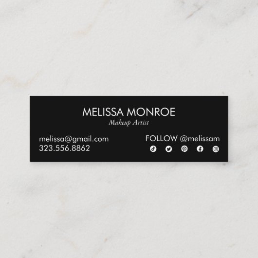 ヴィンテージ美しいメイクアップアーティストかわいいカラフルレトロ スキニー名刺 (裏面)