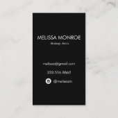 ヴィンテージ美しいメイクアップアーティストピンクブラック 名刺 (裏面)