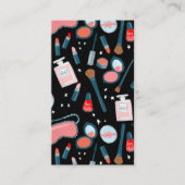 ヴィンテージ美しいメイクアップアーティストピンクブラック 名刺 (正面)