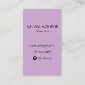 ヴィンテージ美しいメイクアップアーティストライトパープル 名刺 (裏面)