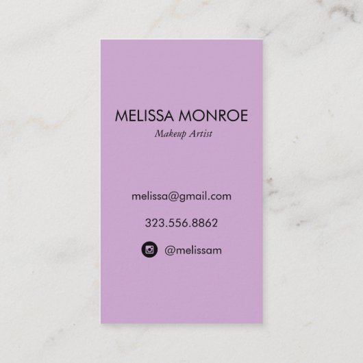 ヴィンテージ美しいメイクアップアーティストライトパープル 名刺 (裏面)